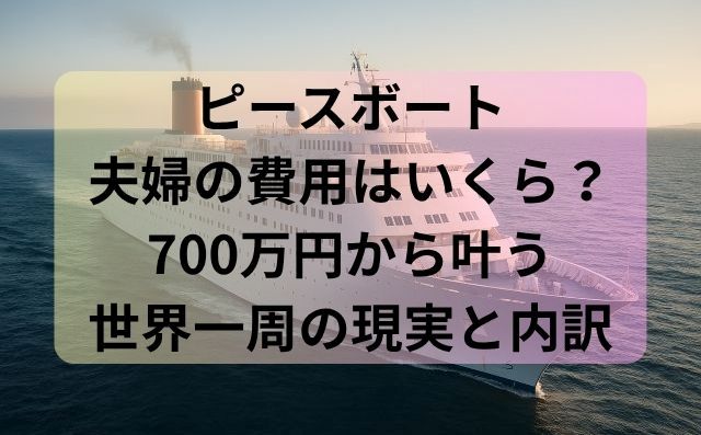 ピースボート夫婦の費用はいくら？700万円から叶う世界一周の現実と内訳