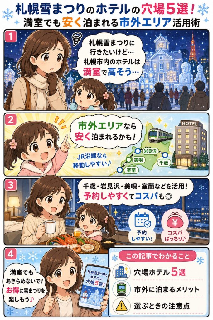 この記事の紹介をする4コマ漫画