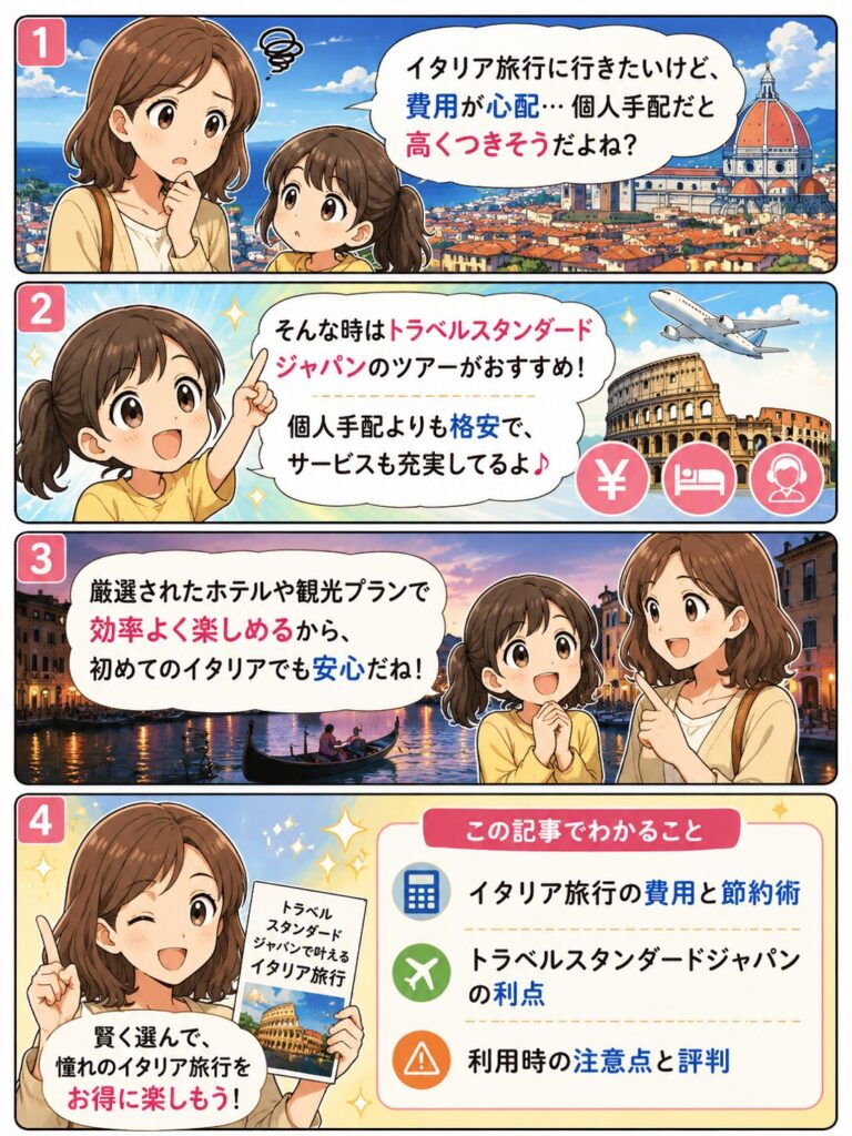 この記事の紹介をする4コマ漫画