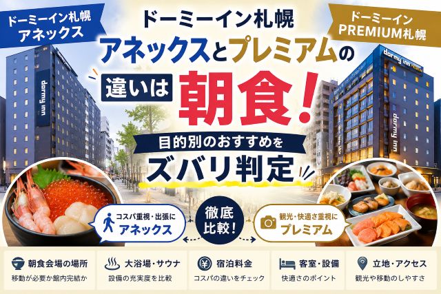 ドーミーイン札幌アネックスとプレミアムの違いは朝食！目的別のおすすめをズバリ判定