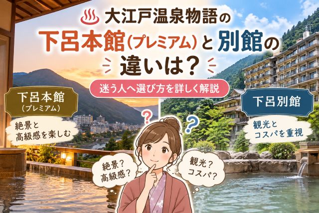 大江戸温泉物語の下呂本館（プレミアム）と別館の違いは？迷う人へ選び方を詳しく解説