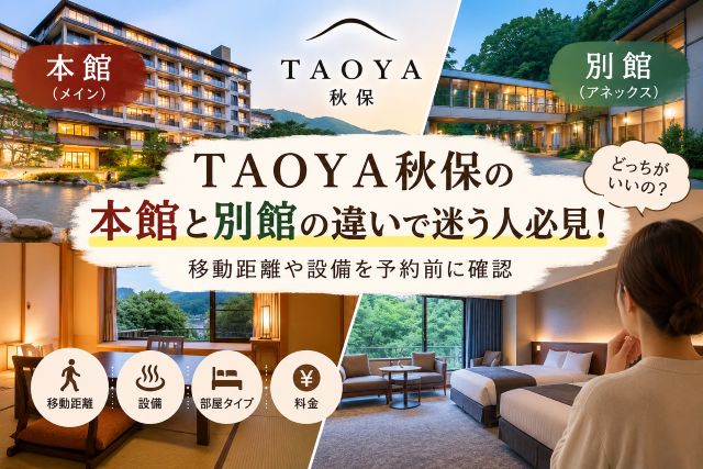 ＴＡＯＹＡ秋保の本館と別館の違いで迷う人必見！移動距離や設備を予約前に確認