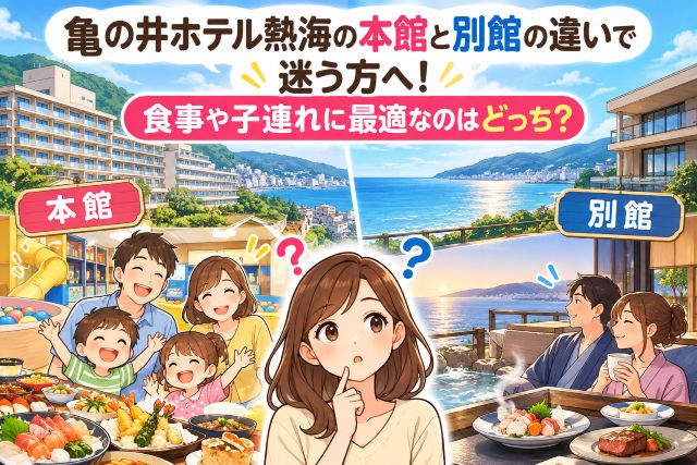 亀の井ホテル熱海の本館と別館の違いで迷う方へ！食事や子連れに最適なのはどっち？