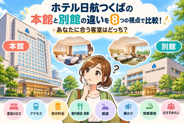 ホテル日航つくばの本館と別館の違いを8つの視点で比較！あなたに合う客室はどっち？